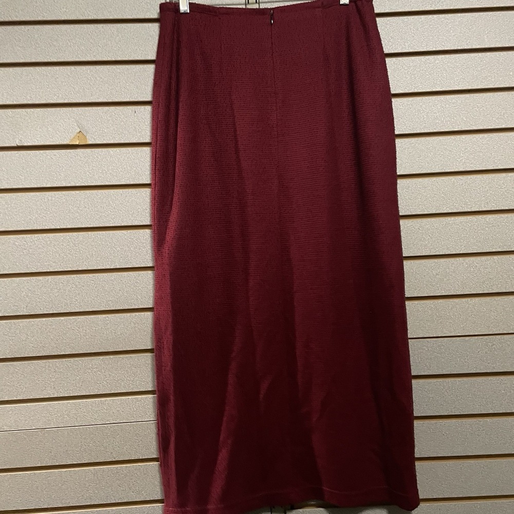 Nancy Bolen‎ City Girl Women's Sz Lg Long Red & Black Skirt Lined Side Slit Zip